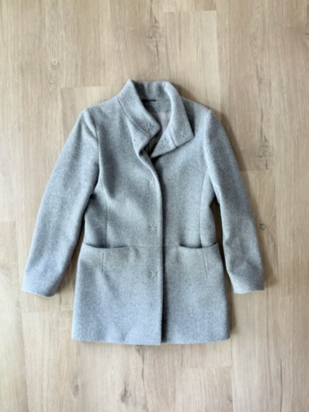 Cinzia Rocca Icons Wool Cashmere Coat Womens Sz 4 Gray Italy Stand Collar
